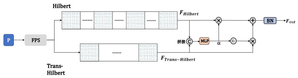 双分支序列化模块：Hilbert分支与Trans-Hilbert分支通过门控机制动态融合